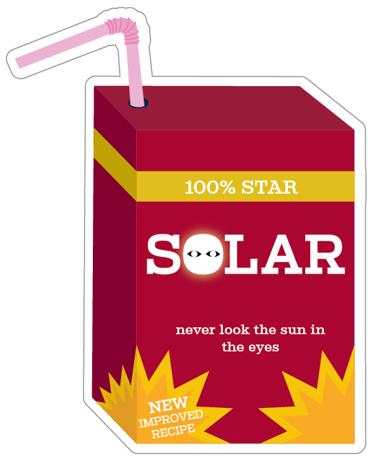 A sticker of a new drink called solar